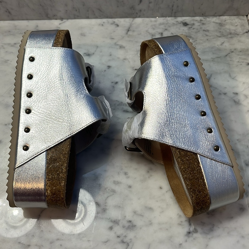 Free People x Intentionally Blank Rule Breaker Platform Sandals Silver Sz 8 NIB - Picture 14 of 17